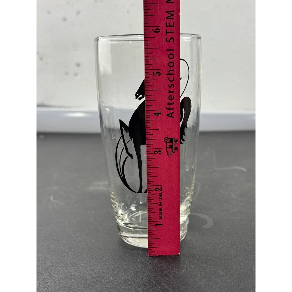 Vintage Prancing Black Horse Silhouette Clear Glass Tumblers Set of 4‎ MCM